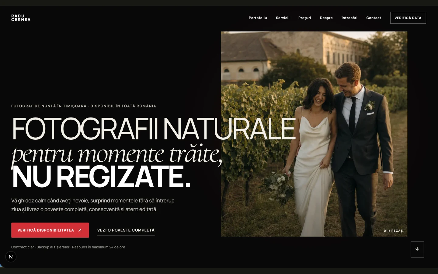 Website-ul Radu Cernea: navigație, fotografii și o acțiune clară de contact.